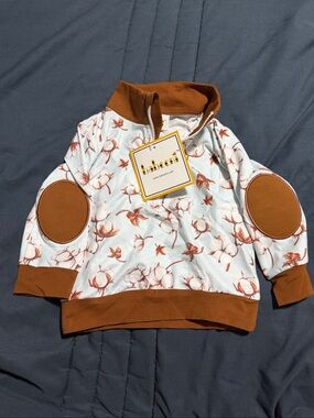 Babeeni Cotton Blend Floral Mock-Neck Pullover - Rust/White